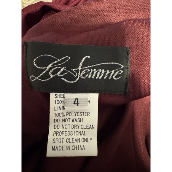 La Femme 103544 Dress 4 Burgundy Sleeveless V Neck Formal Gown NEW - Picture 9 of 14
